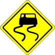slippery road sign