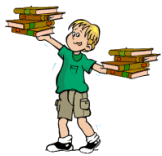 Boy holding books
