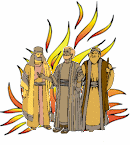 Three men in a fire