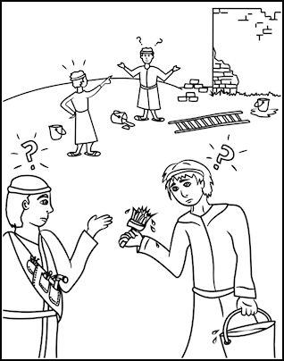 Free Bible Coloring Page For Sunday School Confusion At The Tower Of Babel