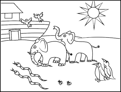 Bible Coloring Page For Sunday School - Noah's Ark